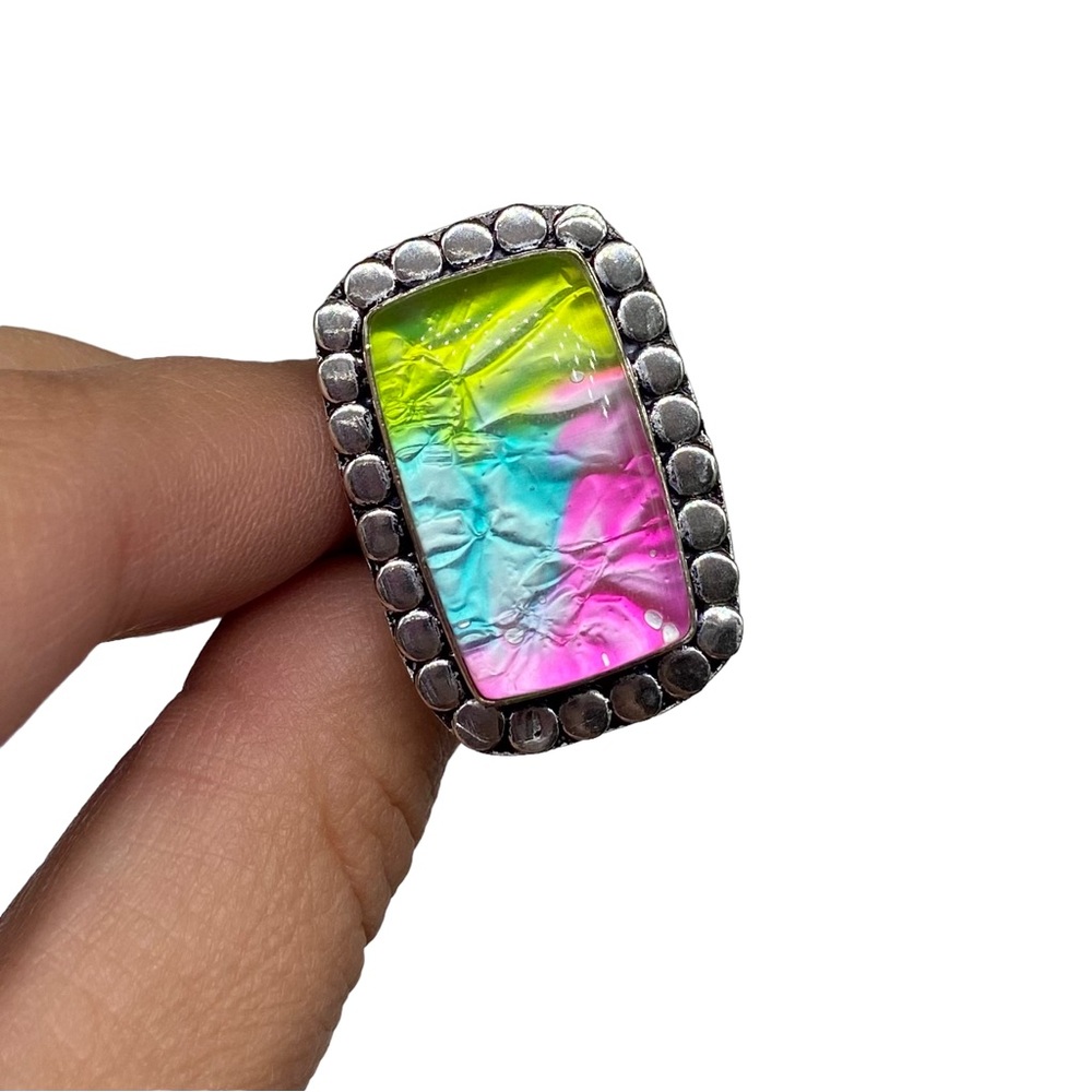 Colorful Silver Statement Ring🩷🩵💚 - Picture 3 of 7